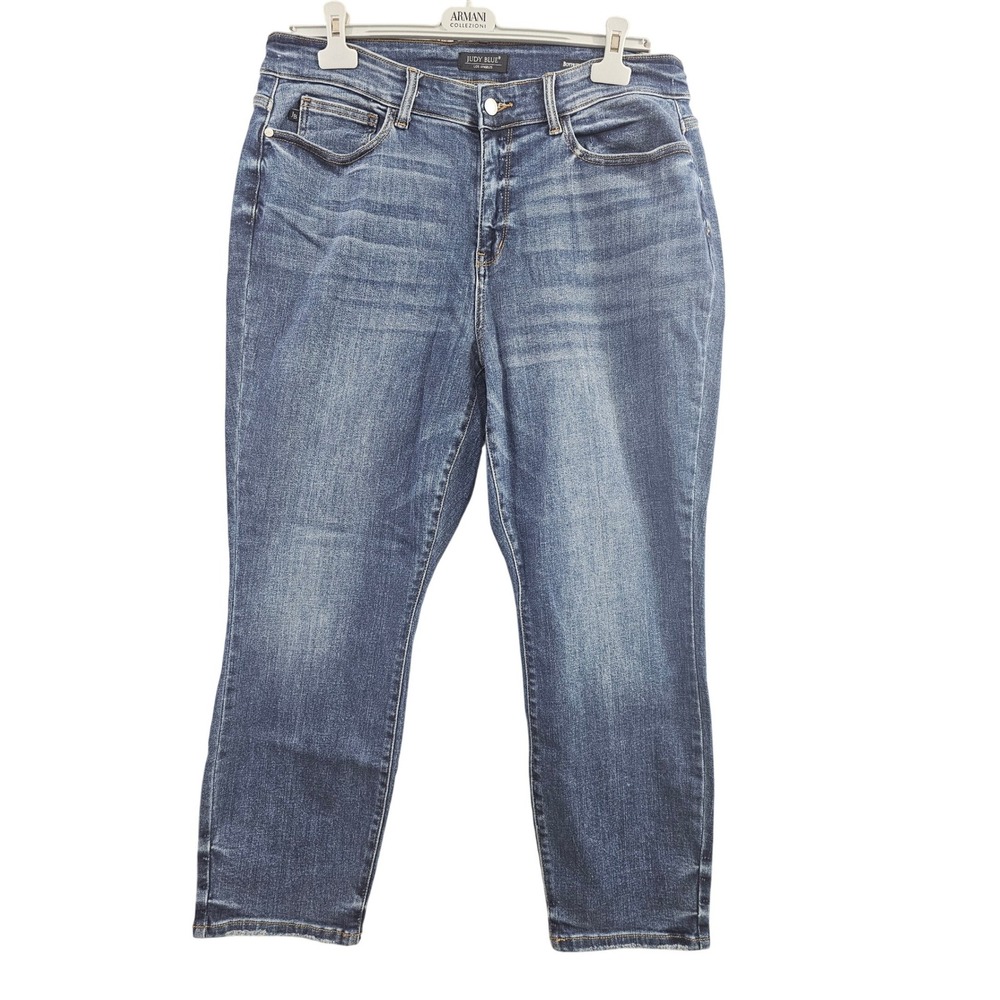 Judy Blue Boyfriend Jeans Womens 18W Blue Solid Mid Rise Stretch Denim JB82277MD